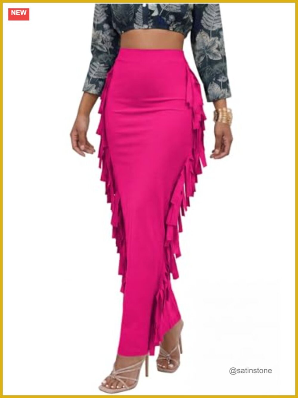 Women's Fringe Tassel High Waist Bodycon Maxi Pencil Skirt Club Party